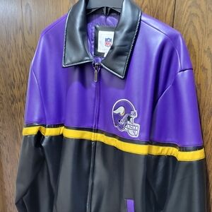 Minnesota VIKINGS Purple and Black Faux Leather Bomber Jacket